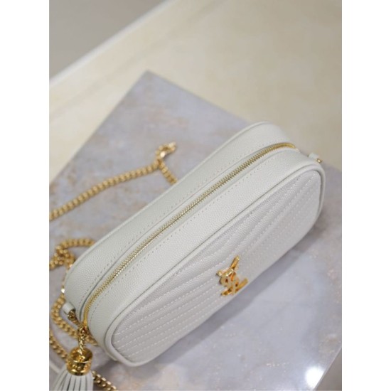 Perfetto Replica Borsa a tracolla Trapuntato Lou Mini YSL Saint Laurent Bianco Imitazione Outlet