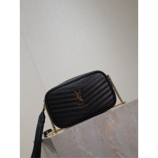 Perfetto Replica Borsa a tracolla Trapuntato Lou Mini YSL Saint Laurent Nero Imitazione Outlet