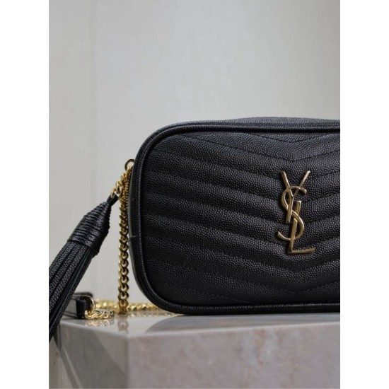 Perfetto Replica Borsa a tracolla Trapuntato Lou Mini YSL Saint Laurent Nero Imitazione Outlet