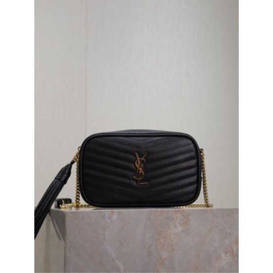 Perfetto Replica Borsa a tracolla Trapuntato Lou Mini YSL Saint Laurent Nero Imitazione Outlet