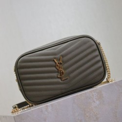 Perfetto Replica Borsa a tracolla Trapuntato Lou Mini YSL Saint Laurent Verde Imitazione Outlet