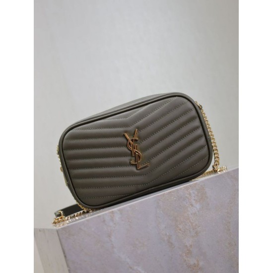 Perfetto Replica Borsa a tracolla Trapuntato Lou Mini YSL Saint Laurent Verde Imitazione Outlet