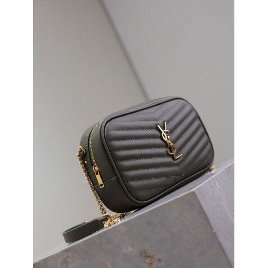 Perfetto Replica Borsa a tracolla Trapuntato Lou Mini YSL Saint Laurent Verde Imitazione Outlet