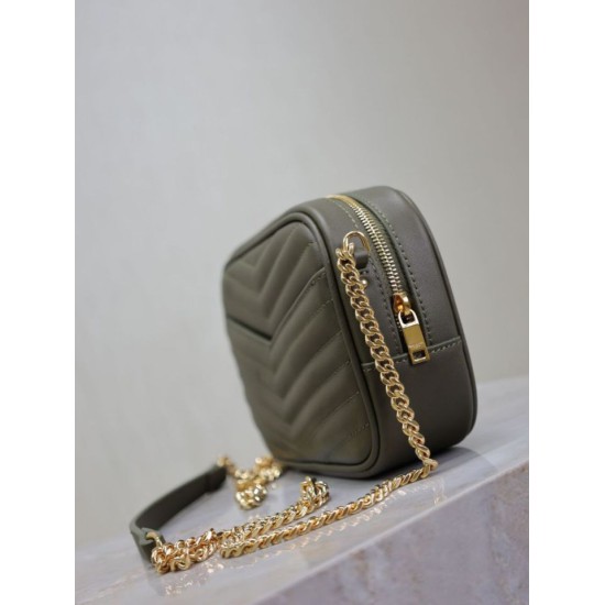 Perfetto Replica Borsa a tracolla Trapuntato Lou Mini YSL Saint Laurent Verde Imitazione Outlet