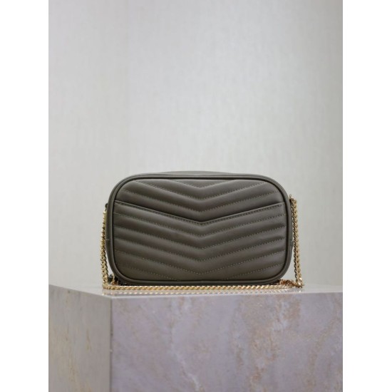 Perfetto Replica Borsa a tracolla Trapuntato Lou Mini YSL Saint Laurent Verde Imitazione Outlet
