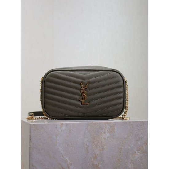 Perfetto Replica Borsa a tracolla Trapuntato Lou Mini YSL Saint Laurent Verde Imitazione Outlet