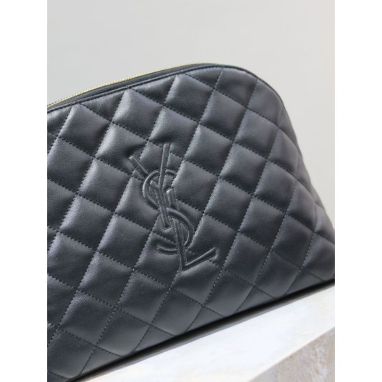 Perfetto Replica Pochette grande YSL Saint Laurent Cassandre trapuntata e ricamata Nera Imitazione Outlet