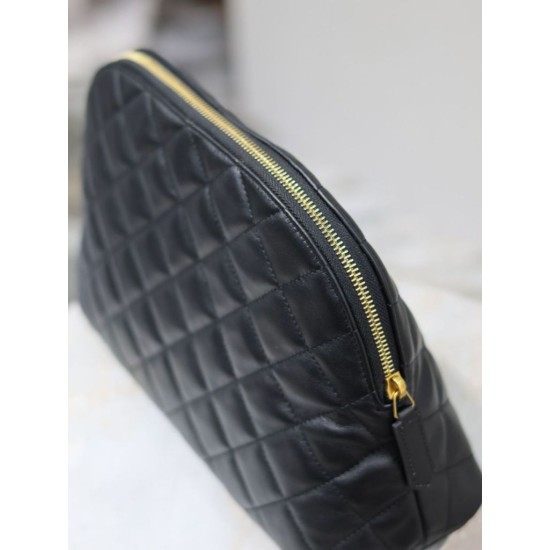 Perfetto Replica Pochette grande YSL Saint Laurent Cassandre trapuntata e ricamata Nera Imitazione Outlet