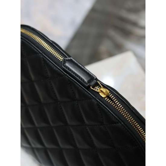 Perfetto Replica Pochette grande YSL Saint Laurent Cassandre trapuntata e ricamata Nera Imitazione Outlet
