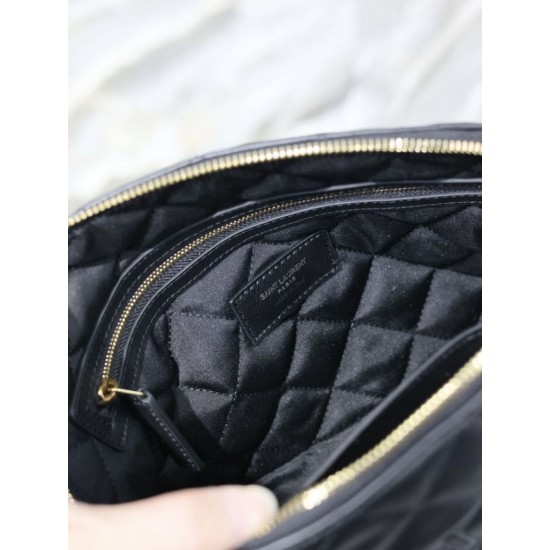 Perfetto Replica Pochette grande YSL Saint Laurent Cassandre trapuntata e ricamata Nera Imitazione Outlet