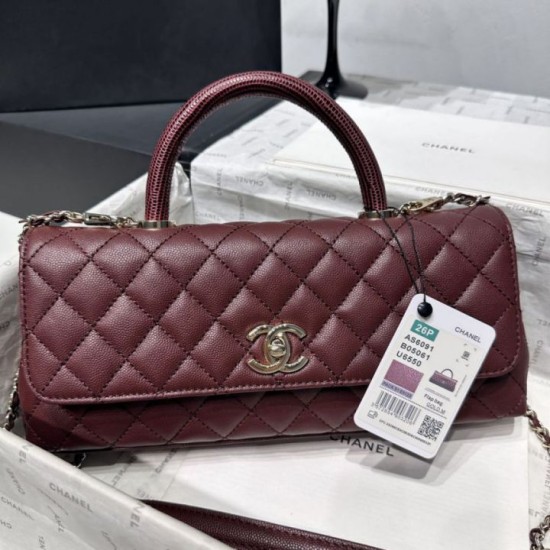 Borse Chanel 26P piccola con manico Coco AS6091 Borgogna False Fatte Bene Online Perfetto Replica Borse Chanel 26P piccola con manico Coco AS6091 Borgogna Imitazione Outlet