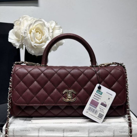 Borse Chanel 26P piccola con manico Coco AS6091 Borgogna False Fatte Bene Online Perfetto Replica Borse Chanel 26P piccola con manico Coco AS6091 Borgogna Imitazione Outlet