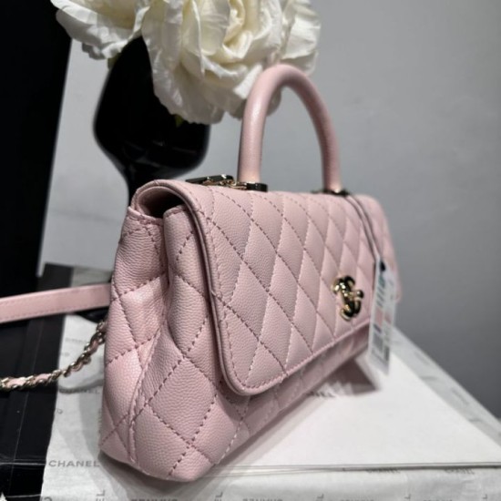 Perfetto Replica Borse Chanel 26P piccola con manico Coco AS6091 Rosa Imitazione Outlet