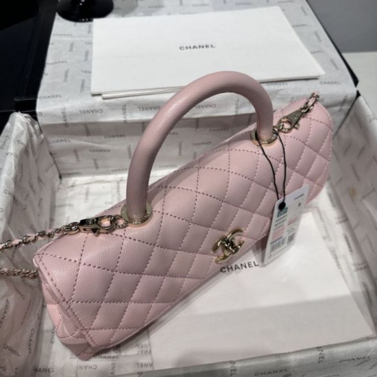 Perfetto Replica Borse Chanel 26P piccola con manico Coco AS6091 Rosa Imitazione Outlet