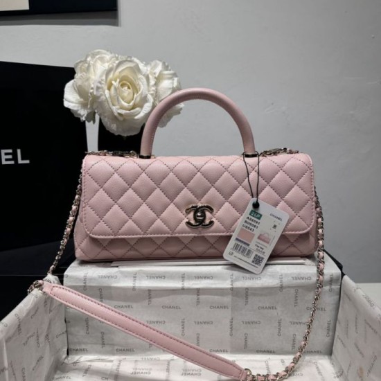 Perfetto Replica Borse Chanel 26P piccola con manico Coco AS6091 Rosa Imitazione Outlet