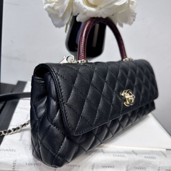 Perfetto Replica Borse Chanel 26P piccola con manico Coco AS6091 nera Imitazione Outlet
