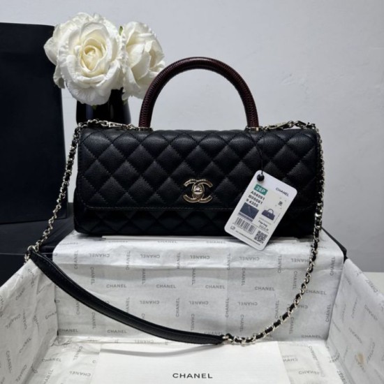 Perfetto Replica Borse Chanel 26P piccola con manico Coco AS6091 nera Imitazione Outlet