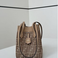 Perfetto Replica Mini borsa tote Fendi Origami tessuto jacquard Albicocca Imitazione Outlet