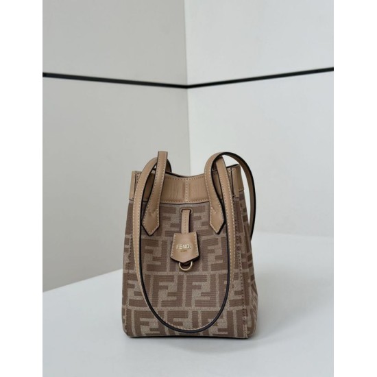 Perfetto Replica Mini borsa tote Fendi Origami tessuto jacquard Albicocca Imitazione Outlet