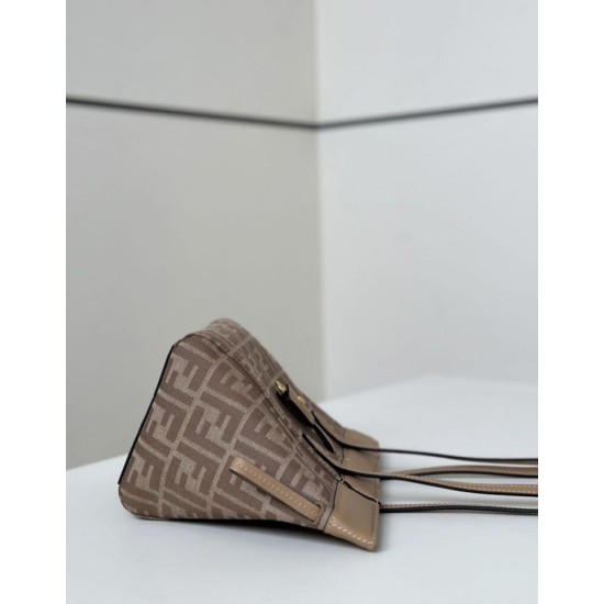 Perfetto Replica Mini borsa tote Fendi Origami tessuto jacquard Albicocca Imitazione Outlet