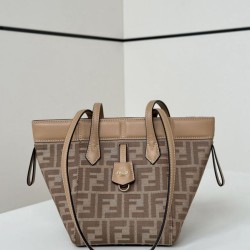 Perfetto Replica Mini borsa tote Fendi Origami tessuto jacquard Albicocca Imitazione Outlet
