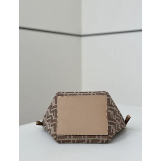 Perfetto Replica Mini borsa tote Fendi Origami tessuto jacquard Albicocca Imitazione Outlet