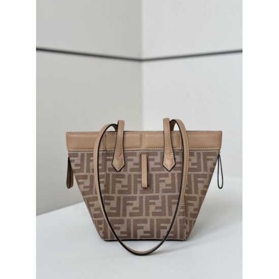 Perfetto Replica Mini borsa tote Fendi Origami tessuto jacquard Albicocca Imitazione Outlet