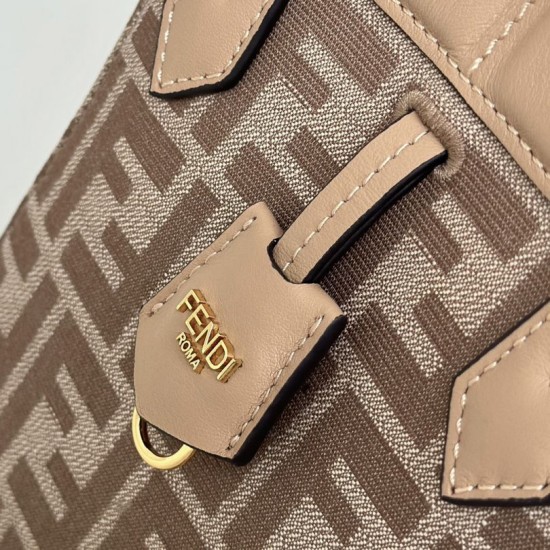 Perfetto Replica Mini borsa tote Fendi Origami tessuto jacquard Albicocca Imitazione Outlet