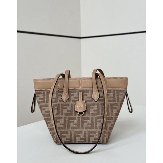 Perfetto Replica Mini borsa tote Fendi Origami tessuto jacquard Albicocca Imitazione Outlet