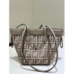 Perfetto Replica Mini borsa tote Fendi Origami tessuto jacquard Marrone Imitazione Outlet