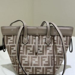 Perfetto Replica Mini borsa tote Fendi Origami tessuto jacquard Marrone Imitazione Outlet