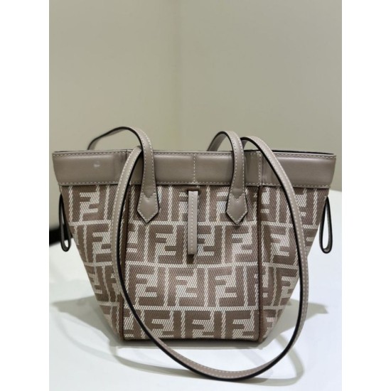 Perfetto Replica Mini borsa tote Fendi Origami tessuto jacquard Marrone Imitazione Outlet