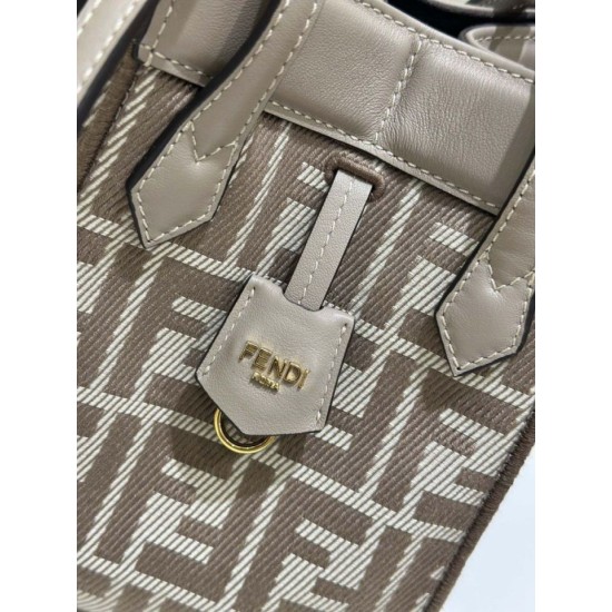 Perfetto Replica Mini borsa tote Fendi Origami tessuto jacquard Marrone Imitazione Outlet