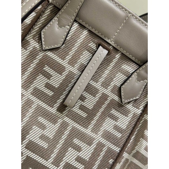 Perfetto Replica Mini borsa tote Fendi Origami tessuto jacquard Marrone Imitazione Outlet