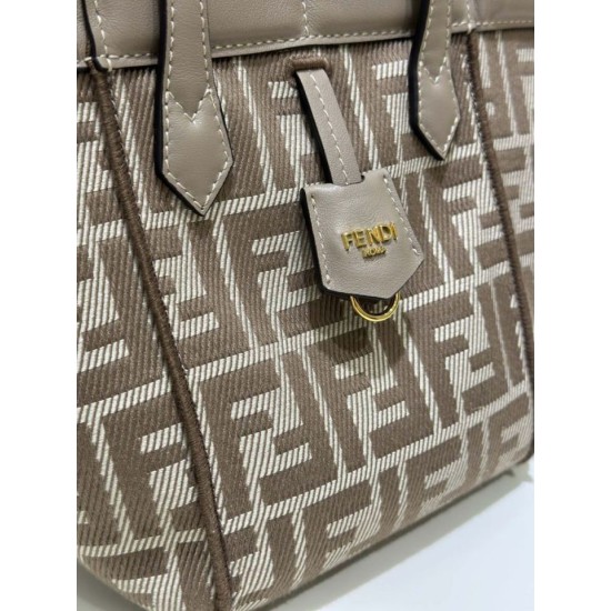 Perfetto Replica Mini borsa tote Fendi Origami tessuto jacquard Marrone Imitazione Outlet