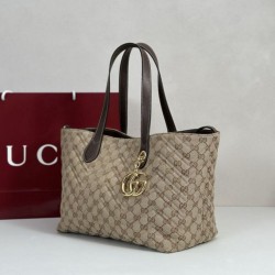Perfetto Replica Borse tote media Gucci 855279 GG Marmont Marrone Imitazione Outlet