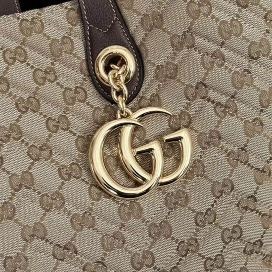 Perfetto Replica Borse tote media Gucci 855279 GG Marmont Marrone Imitazione Outlet