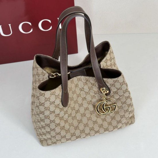 Perfetto Replica Borse tote media Gucci 855279 GG Marmont Marrone Imitazione Outlet