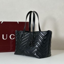 Perfetto Replica Borsa tote media Gucci 855279 GG Marmont Nero Imitazione Outlet