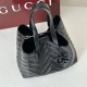 Perfetto Replica Borsa tote media Gucci 855279 GG Marmont Nero Imitazione Outlet