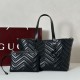 Perfetto Replica Borsa tote media Gucci 855279 GG Marmont Nero Imitazione Outlet