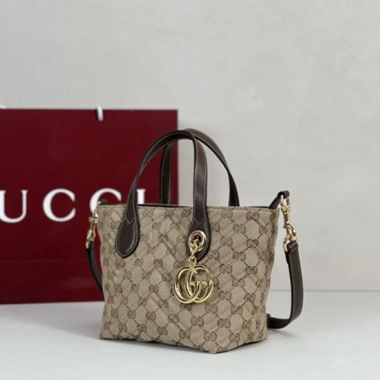 Perfetto Replica Borsa tote piccola Gucci GG Marmont 855391 Marrone Imitazione Outlet