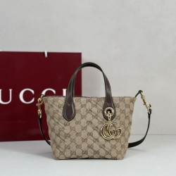 Perfetto Replica Borsa tote piccola Gucci GG Marmont 855391 Marrone Imitazione Outlet