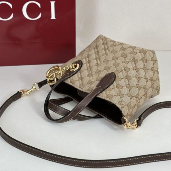 Perfetto Replica Borsa tote piccola Gucci GG Marmont 855391 Marrone Imitazione Outlet