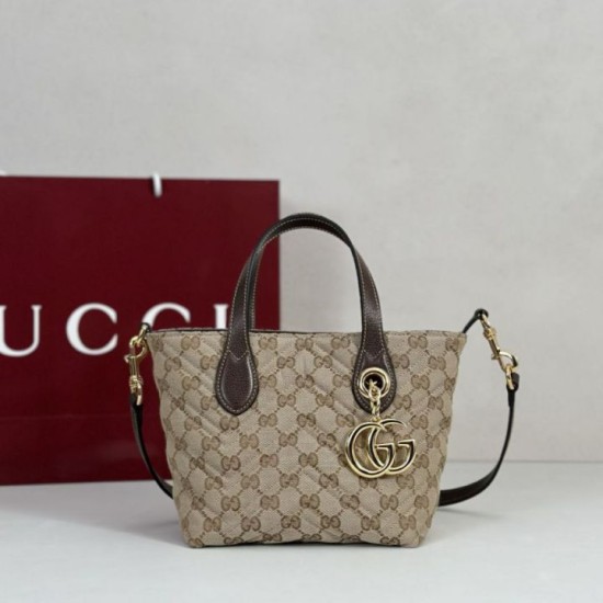 Perfetto Replica Borsa tote piccola Gucci GG Marmont 855391 Marrone Imitazione Outlet