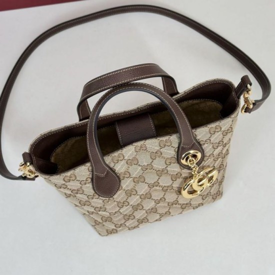 Perfetto Replica Borsa tote piccola Gucci GG Marmont 855391 Marrone Imitazione Outlet