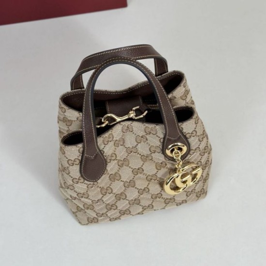 Perfetto Replica Borsa tote piccola Gucci GG Marmont 855391 Marrone Imitazione Outlet