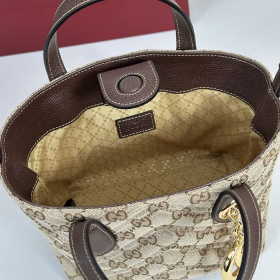 Perfetto Replica Borsa tote piccola Gucci GG Marmont 855391 Marrone Imitazione Outlet