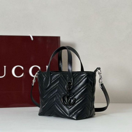 Perfetto Replica Borsa tote piccola Gucci GG Marmont 855391 Nero Imitazione Outlet