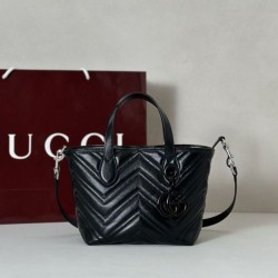 Perfetto Replica Borsa tote piccola Gucci GG Marmont 855391 Nero Imitazione Outlet